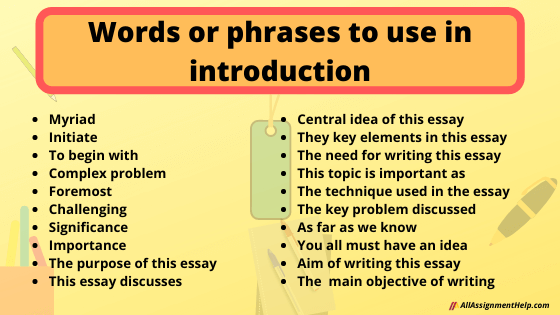 words to use in the introduction of an essay