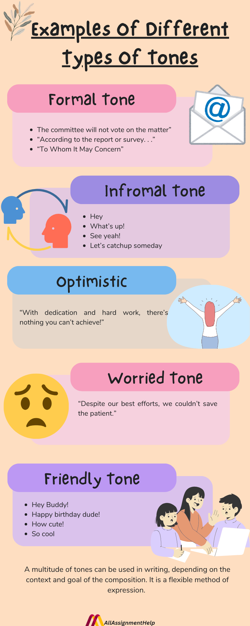 examples Of different types of tones in writing